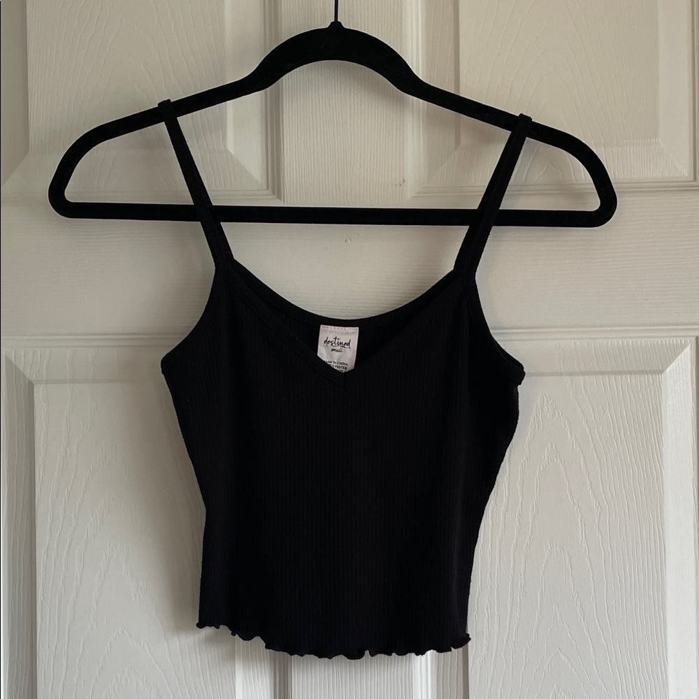Destined Black Ribbed Camisole Top